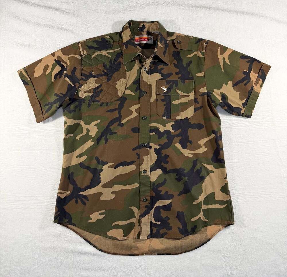 Winchester Vintage Camo Shooting/Hunting Padded Shoulder Shirt Size Large